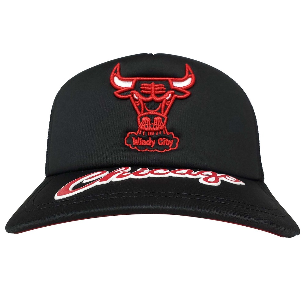 Chicago Bulls Mitchell & Ness NBA Trucker Hat Cap 3D Logo Puff Print Bill New